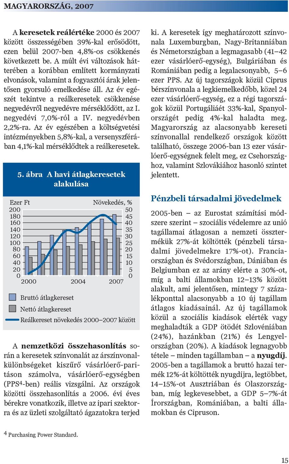 Az év egészét tekintve a reálkeresetek csökkenése negyedévrõl negyedévre mérséklõdött, az I. negyedévi 7,0%-ról a IV. negyedévben 2,2%-ra.