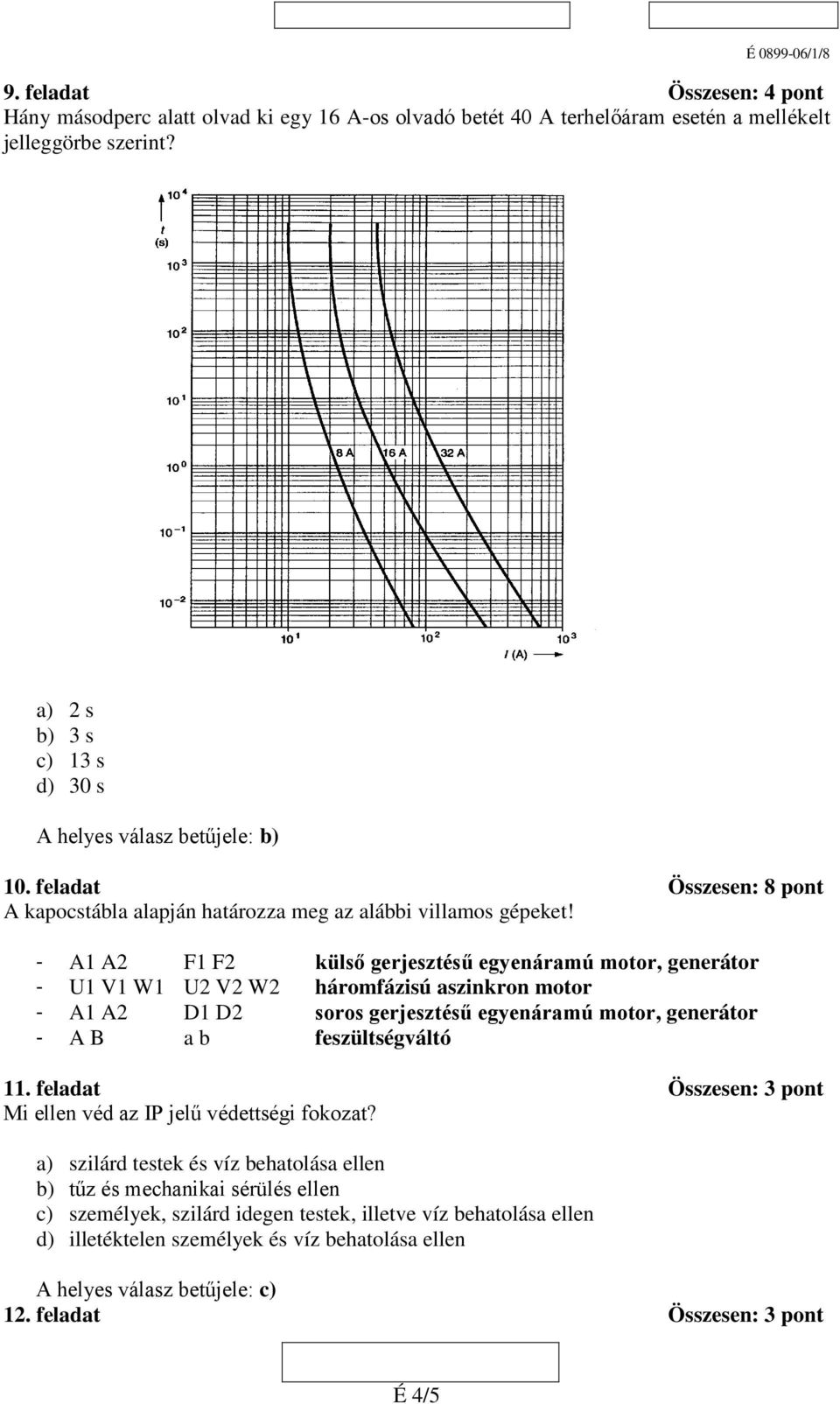 - A1 A2 F1 F2 külső gerjesztésű egyenáramú motor, generátor - U1 V1 W1 U2 V2 W2 háromfázisú aszinkron motor - A1 A2 D1 D2 soros gerjesztésű egyenáramú motor, generátor - A B a b feszültségváltó 11.