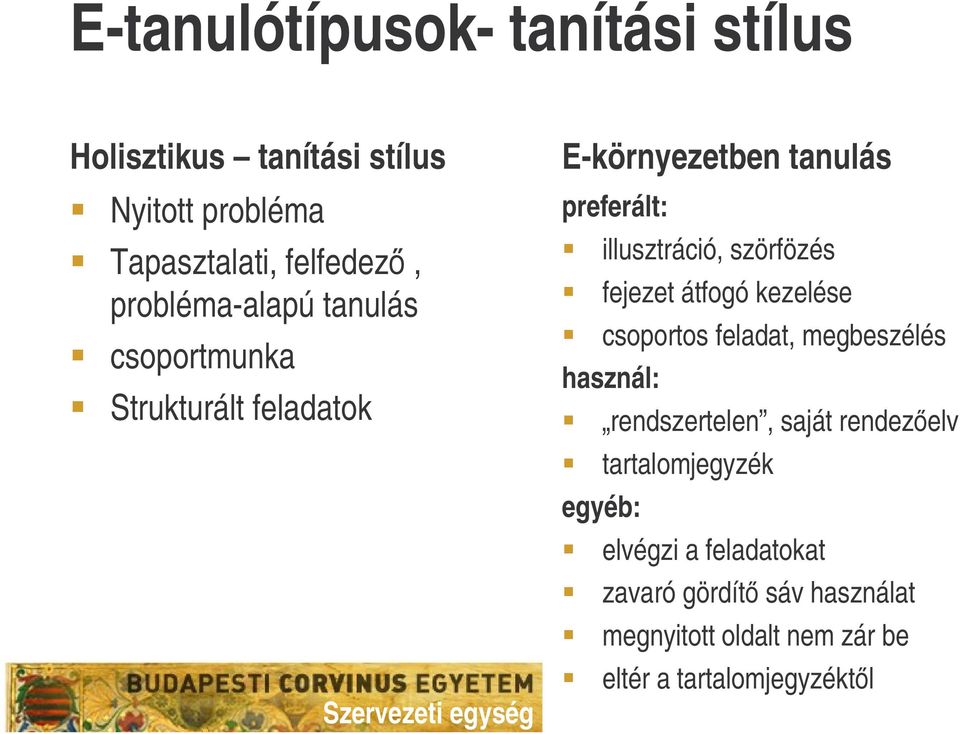 szörfözés fejezet átfogó kezelése csoportos feladat, megbeszélés használ: rendszertelen, saját rendezelv