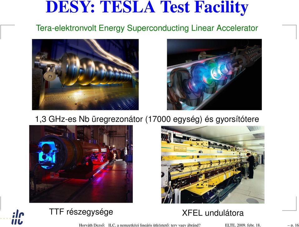 gyorsítótere TTF részegysége XFEL undulátora Horváth Dezso : ILC, a