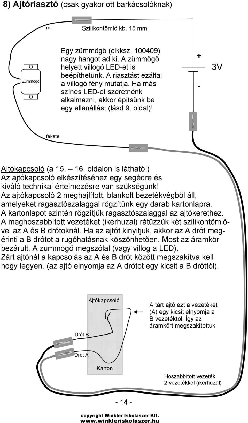 ) Az ajtókapcsoló elkészítéséhez egy segédre és kiváló technikai értelmezésre van szükségünk!