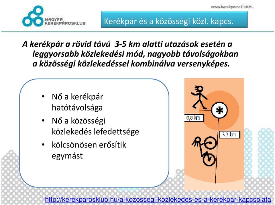 nagyobb távolságokban a közösségi közlekedéssel kombinálva versenyképes.