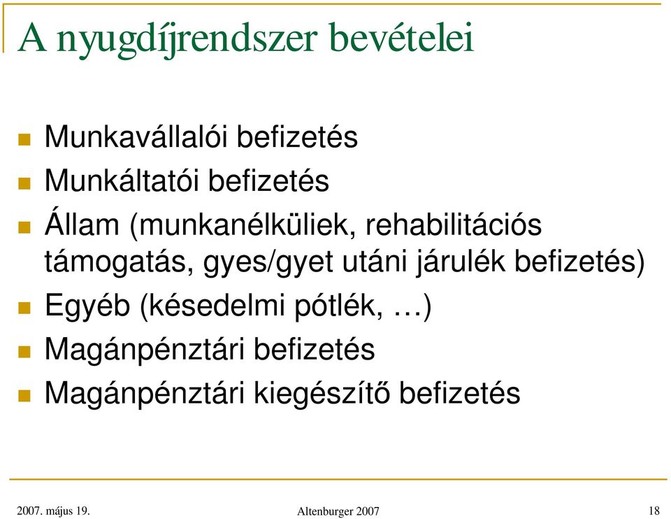 utáni járulék befizetés) Egyéb (késedelmi pótlék, ) Magánpénztári