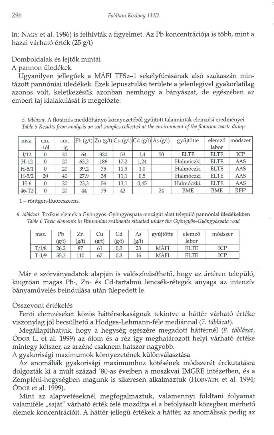 üledékek. Ezek lepusztulási területe a jelenlegivel gyakorlatilag azonos volt, keletkezésük azonban nemhogy a bányászat, de egészében az emberi faj kialakulását is megelozte: 5. táblázat.