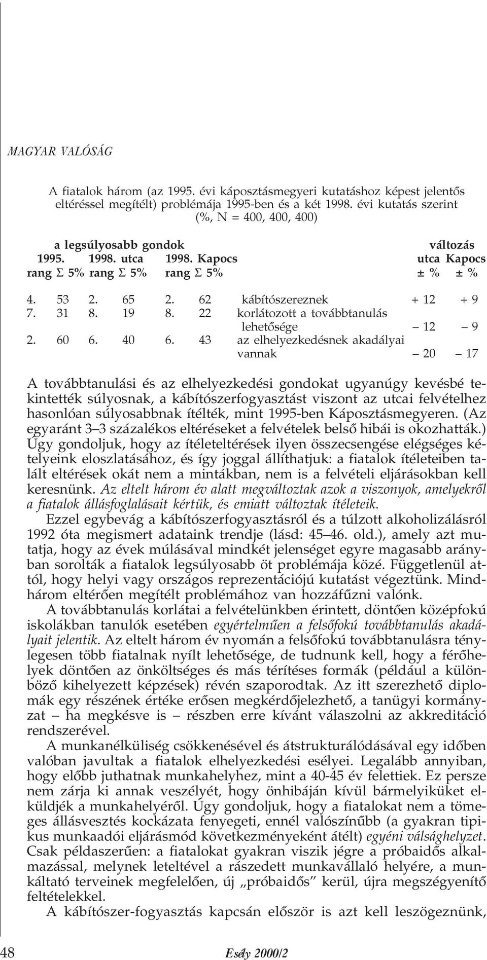 31 8. 19 8. 22 korlátozott a továbbtanulás lehetõsége 12 9 2. 60 6. 40 6.