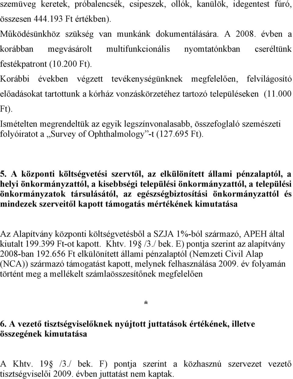 Korábbi években végzett tevékenységünknek megfelelően, felvilágosító előadásokat tartottunk a kórház vonzáskörzetéhez tartozó településeken (11.000 Ft).