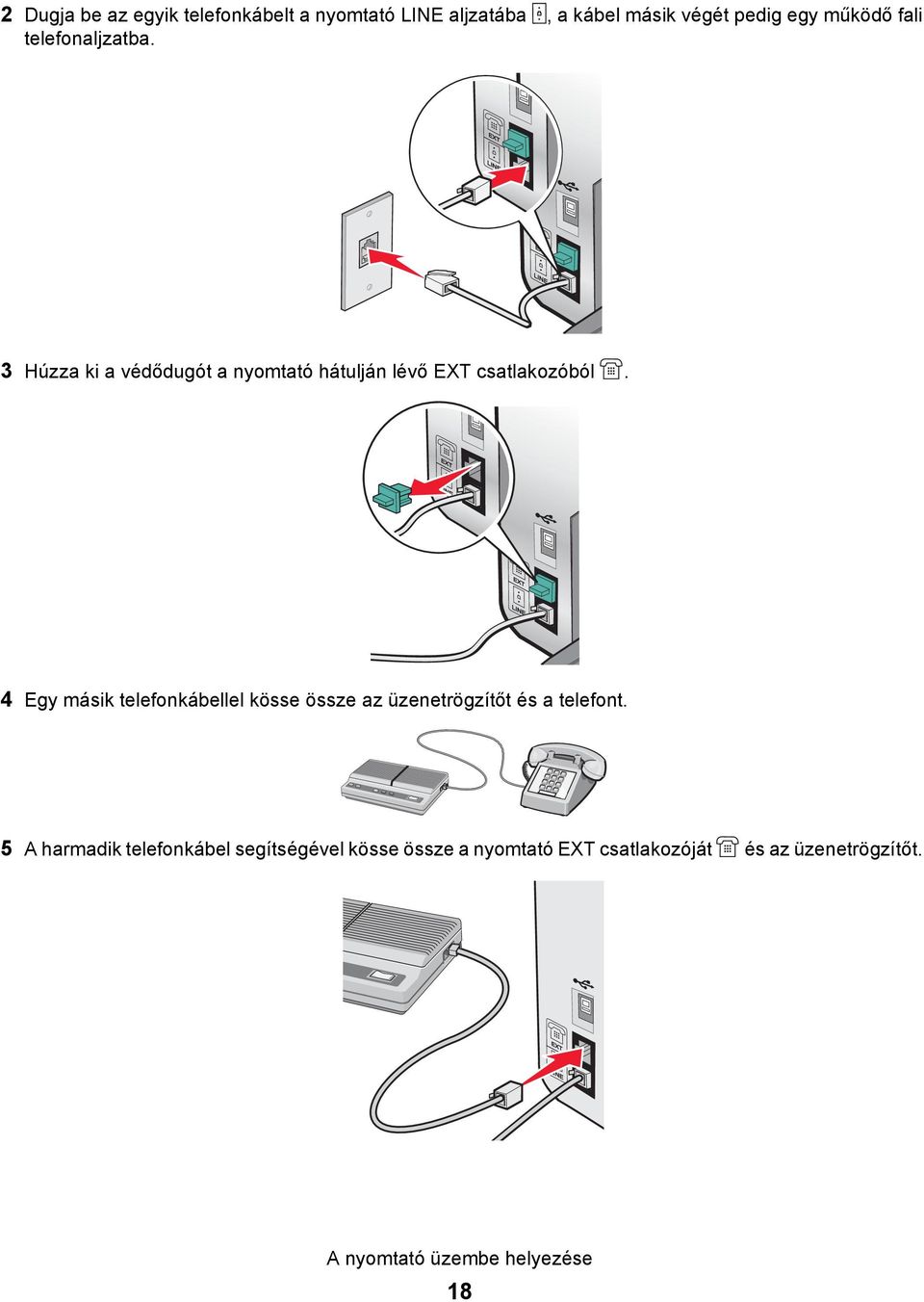 4 Egy másik telefonkábellel kösse össze az üzenetrögzítőt és a telefont.