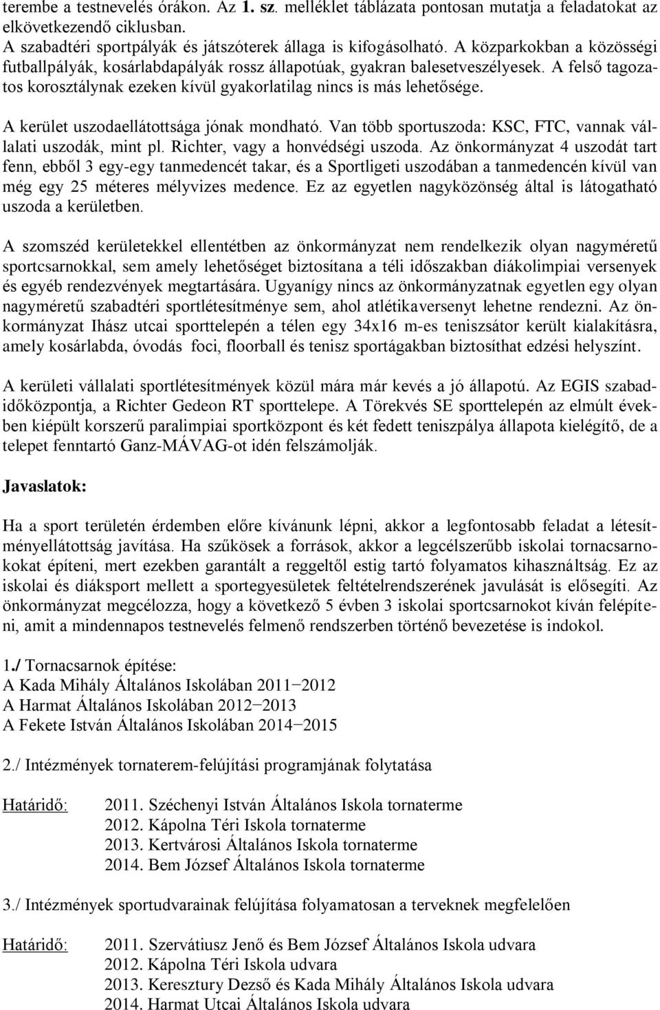 A kerület uszodaellátottsága jónak mondható. Van több sportuszoda: KSC, FTC, vannak vállalati uszodák, mint pl. Richter, vagy a honvédségi uszoda.