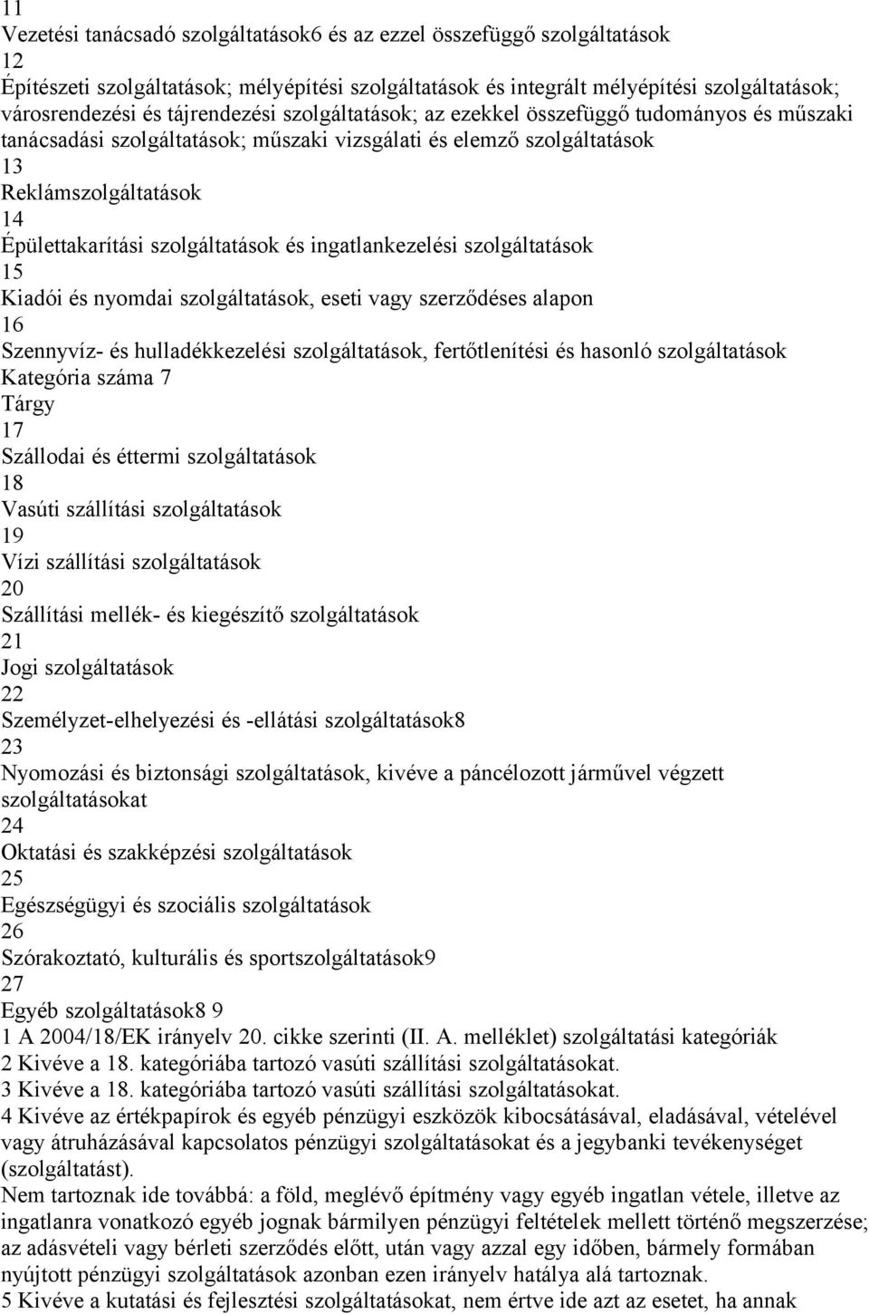 szolgáltatások és ingatlankezelési szolgáltatások 15 Kiadói és nyomdai szolgáltatások, eseti vagy szerződéses alapon 16 Szennyvíz- és hulladékkezelési szolgáltatások, fertőtlenítési és hasonló