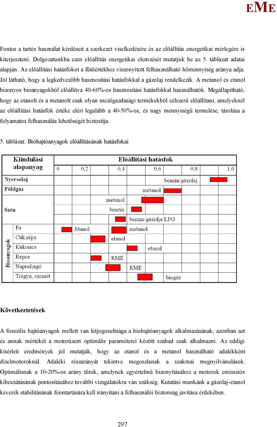 A metanol és etanol bizonyos bioanyagokból előállítva 40-60%-os hasznosítási hatásfokkal használhatók.