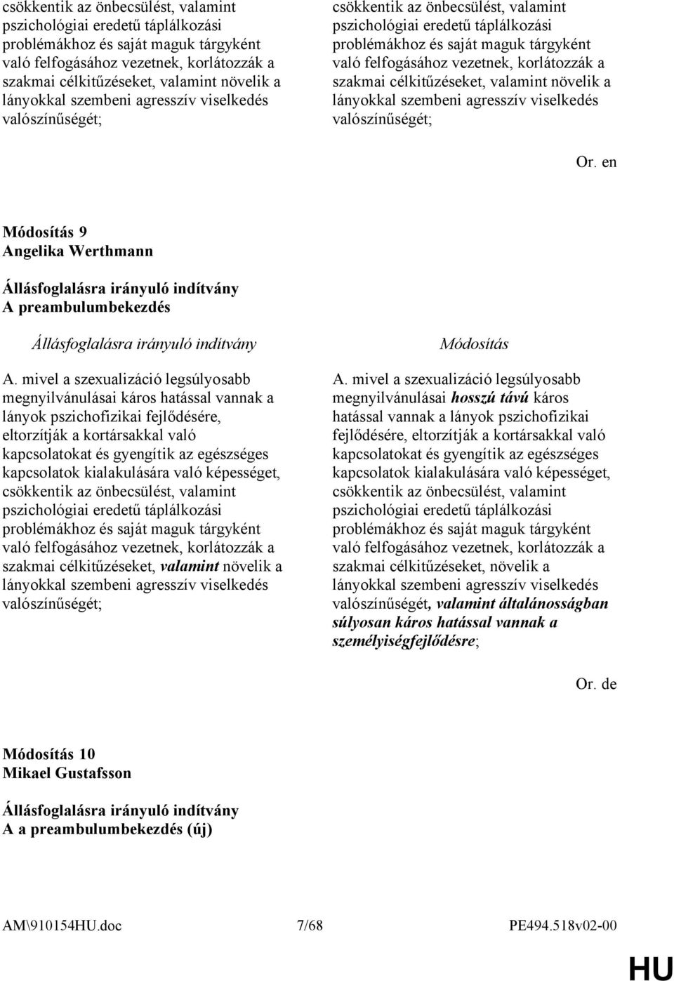 mivel a szexualizáció legsúlyosabb megnyilvánulásai káros hatással vannak a lányok pszichofizikai fejlődésére, eltorzítják a kortársakkal való kapcsolatokat és gyengítik az egészséges kapcsolatok