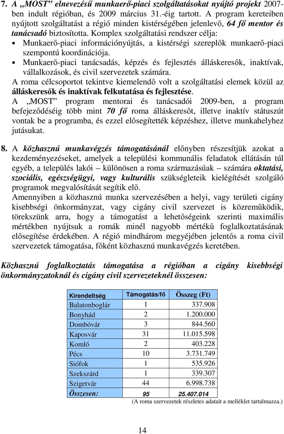 Komplex szolgáltatási rendszer célja: Munkaerı-piaci információnyújtás, a kistérségi szereplık munkaerı-piaci szempontú koordinációja.