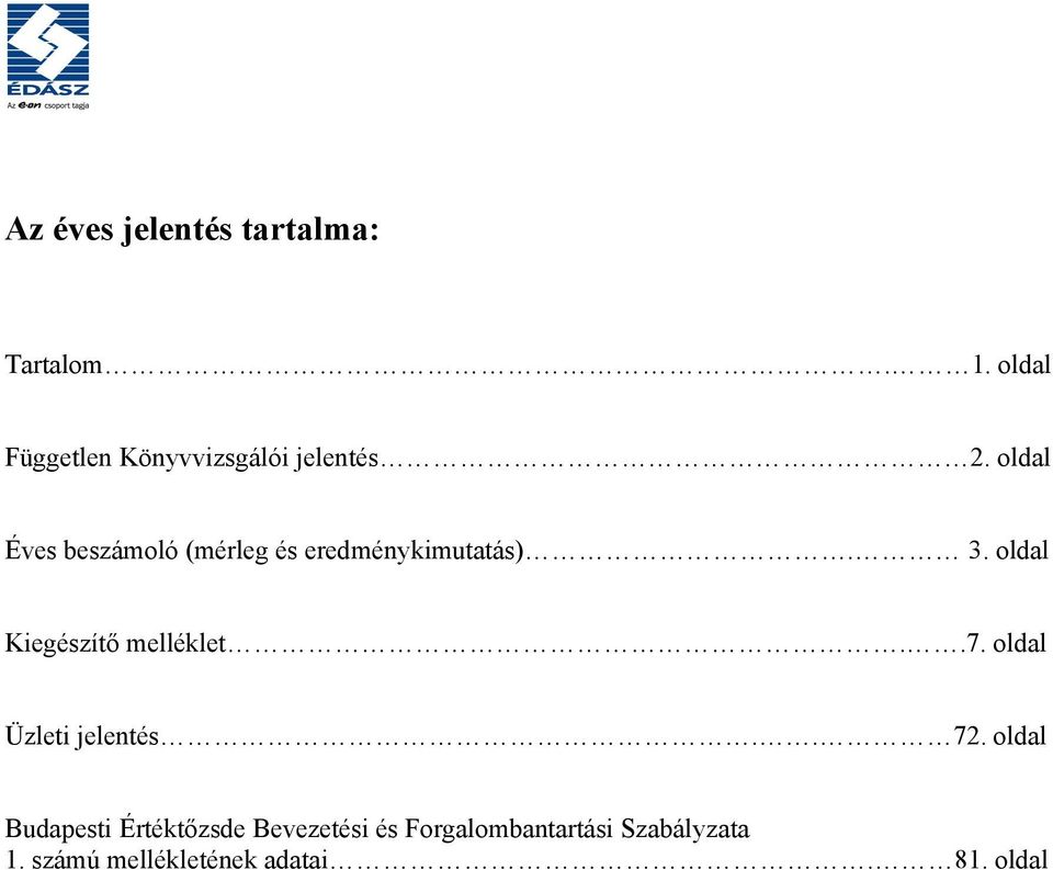 oldal Éves beszámoló (mérleg és eredménykimutatás). 3.