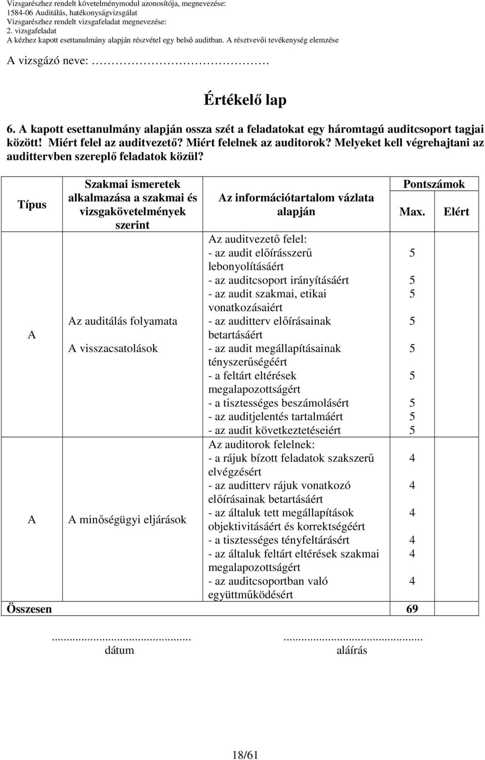 Melyeket kell végrehajtani az audittervben szereplı feladatok közül?