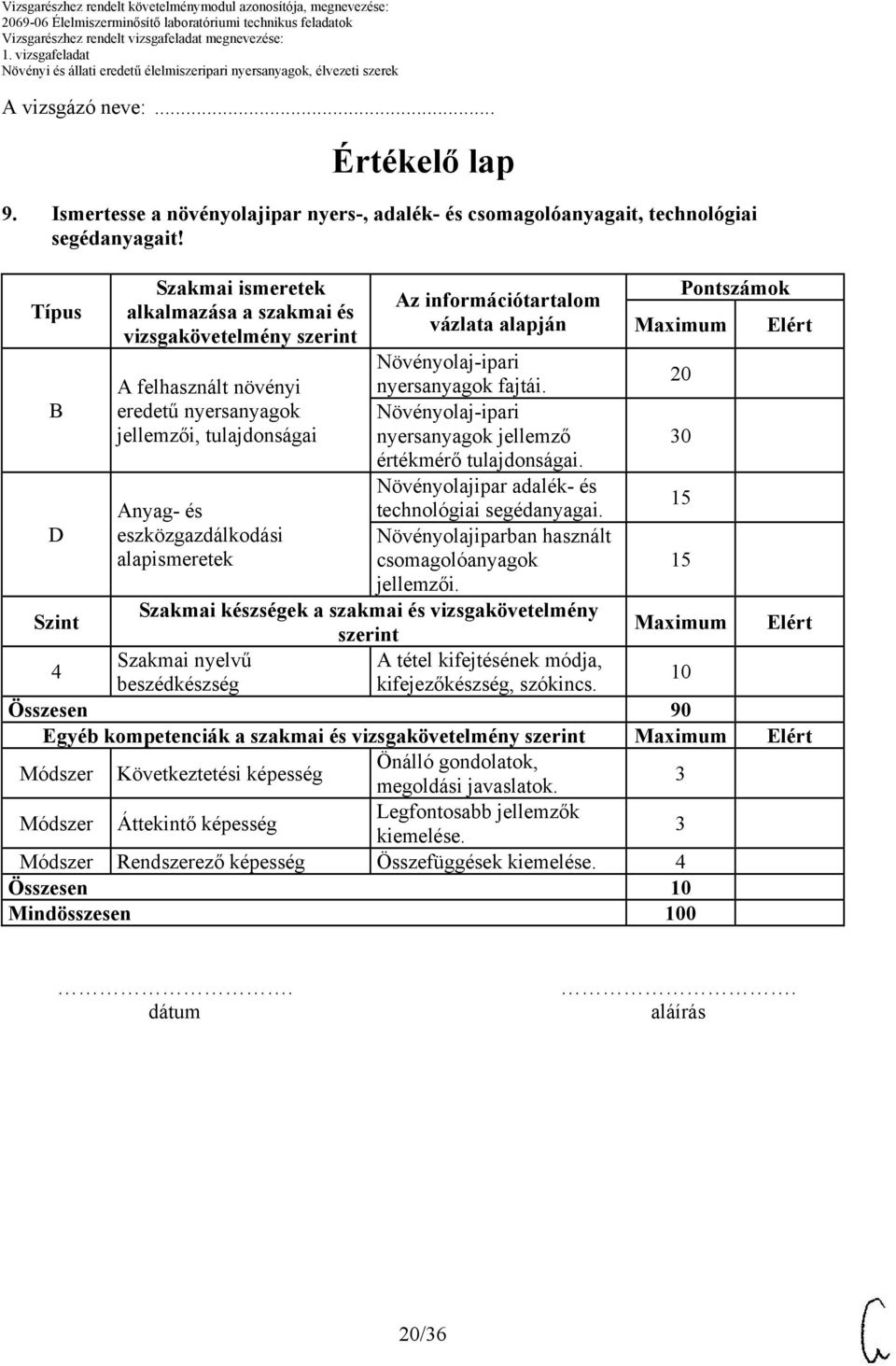 20 B eredetű nyersanyagok Növényolaj-ipari jellemzői, tulajdonságai nyersanyagok jellemző 0 értékmérő tulajdonságai. Növényolajipar adalék- és Anyag- és technológiai segédanyagai.