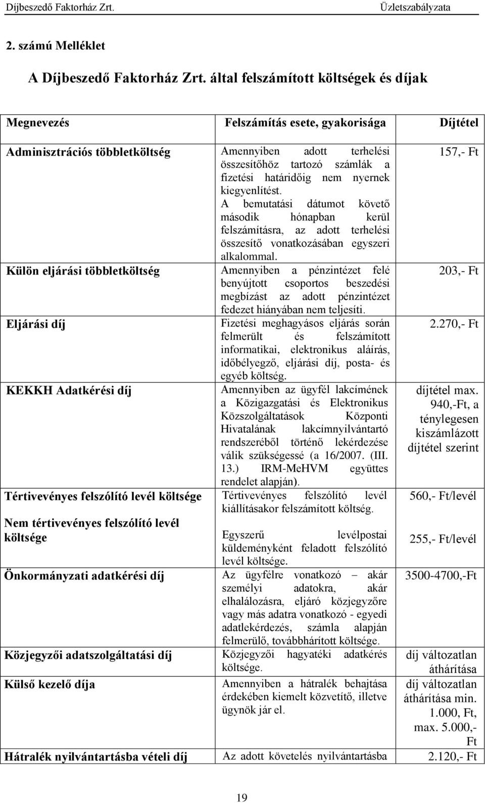 nem nyernek kiegyenlítést. A bemutatási dátumot követő második hónapban kerül felszámításra, az adott terhelési összesítő vonatkozásában egyszeri alkalommal.