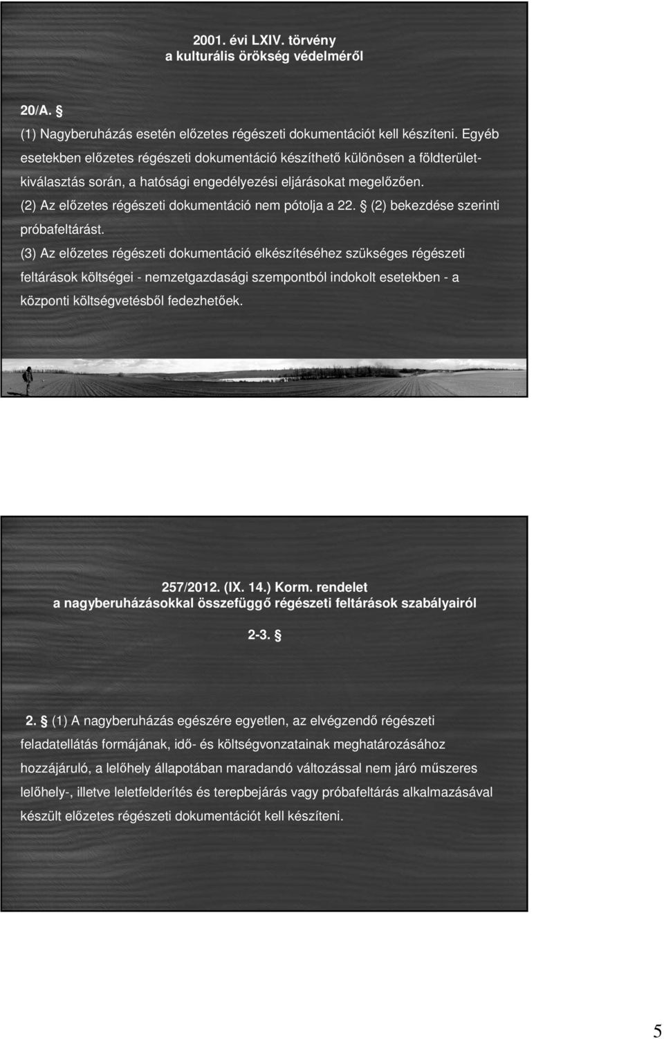 (2) Az előzetes régészeti dokumentáció nem pótolja a 22. (2) bekezdése szerinti próbafeltárást.