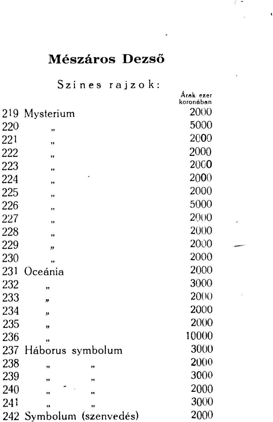 2000 230 2000 231 Óceánia 2000 232 3000 233 2000 234 2000 235 2000 236 10000 237