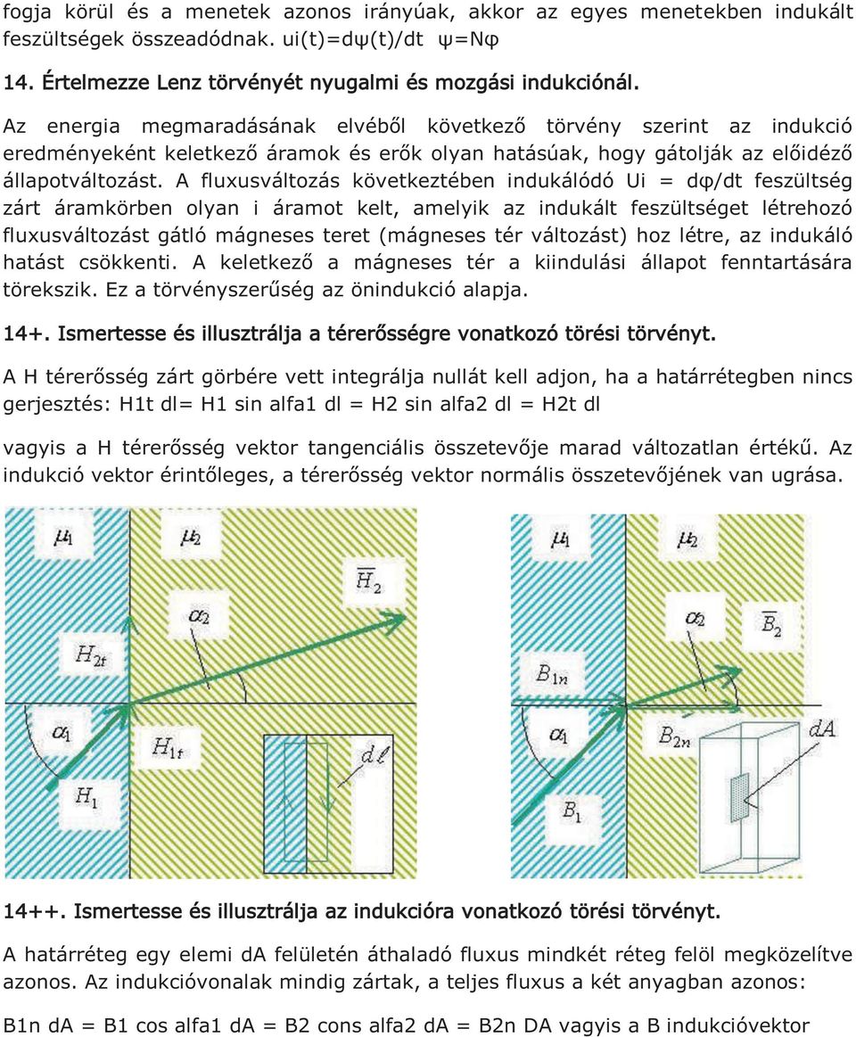 A fluxusváltozás következtében indukálódó Ui = dφ/dt feszültség zárt áramkörben olyan i áramot kelt, amelyik az indukált feszültséget létrehozó fluxusváltozást gátló mágneses teret (mágneses tér