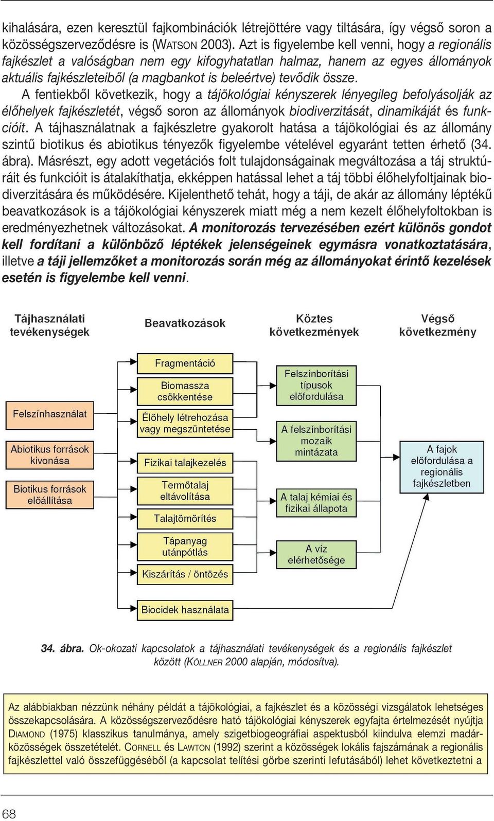 A fentiekbôl következik, hogy a tájökológiai kényszerek lényegileg befolyásolják az élôhelyek fajkészletét, végsô soron az állományok biodiverzitását, dinamikáját és funkcióit.