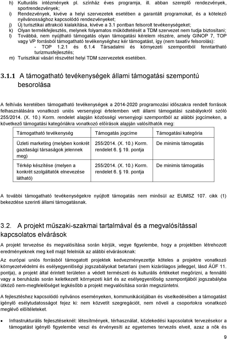 turisztikai attrakció kialakítása, kivéve a 3.