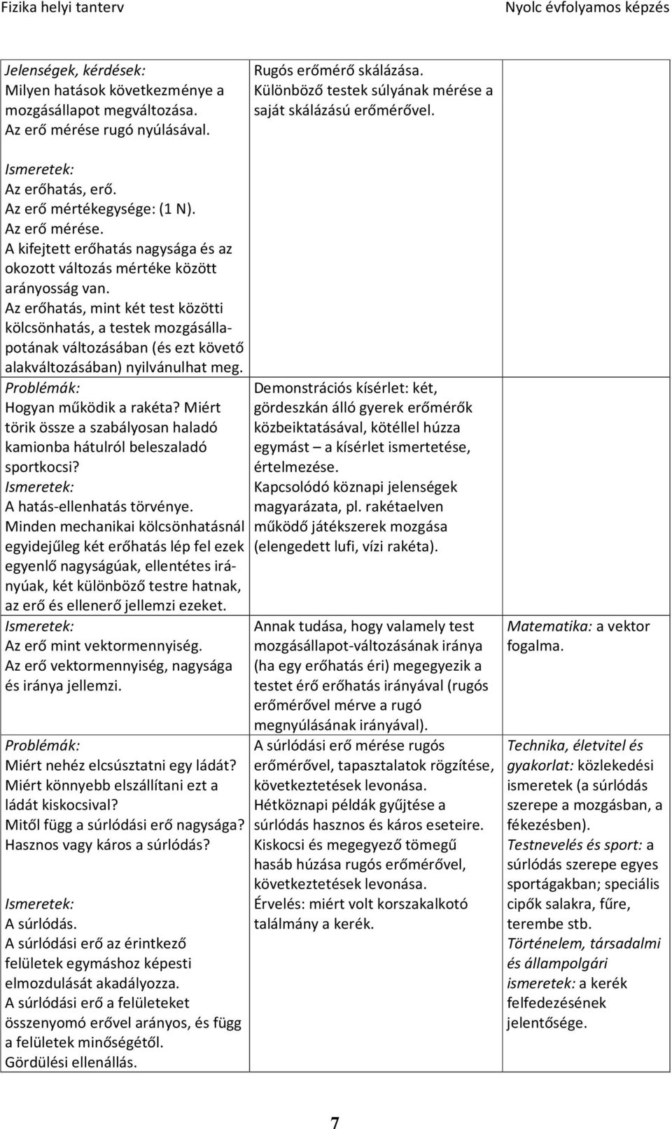 Az erőhatás, mint két test közötti kölcsönhatás, a testek mozgásállapotának változásában (és ezt követő alakváltozásában) nyilvánulhat meg.