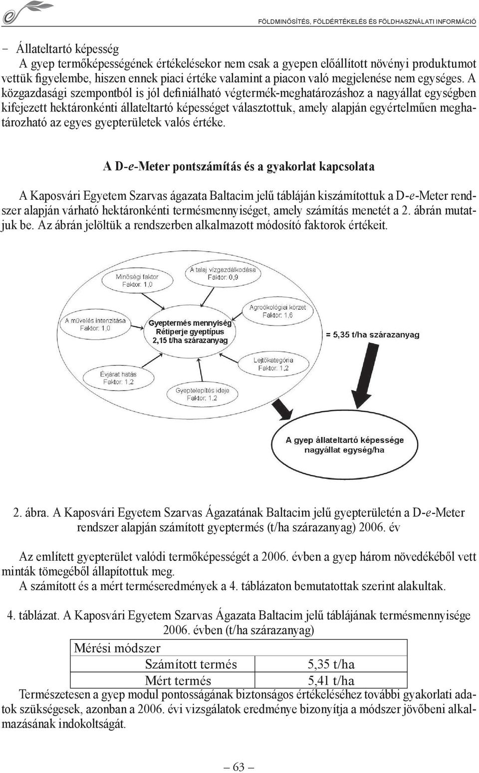 A közgazdasági szempontból is jól definiálható végtermék-meghatározáshoz a nagyállat egységben kifejezett hektáronkénti állateltartó képességet választottuk, amely alapján egyértelműen meghatározható