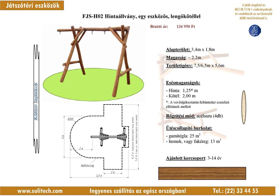 feltüntettet szerelési előírások mellett Rögzítési mód: acélsaru (4db) Ütéscsillapító burkolat: -