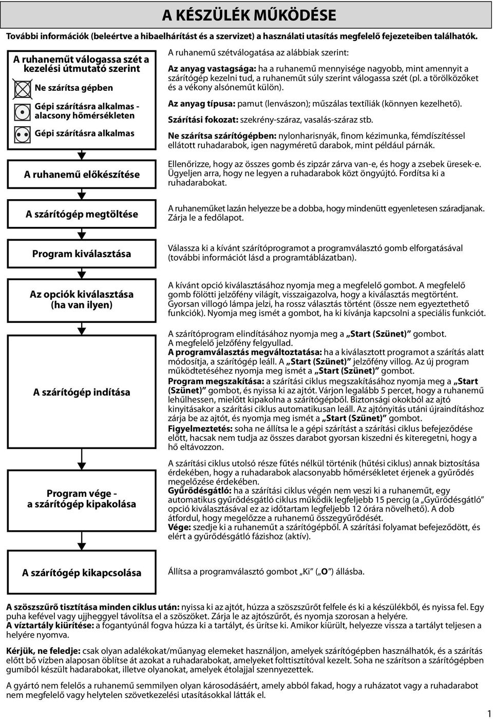 A KÉSZÜLÉK MŰKÖDÉSE. További információk (beleértve a hibaelhárítást és a  szervizet) a használati utasítás megfelelő fejezeteiben találhatók. - PDF  Ingyenes letöltés