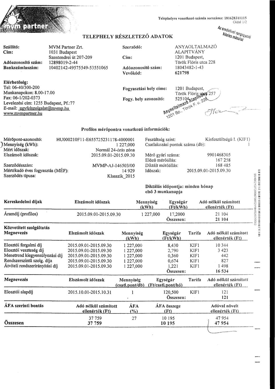 00-17.00 Fax: 06-1/202-0373 Leveezési cím: 1255 Budapest, Pf.:77 E-mai: ugyfe1szogaat@mvmp.hu www.mvmpartner.