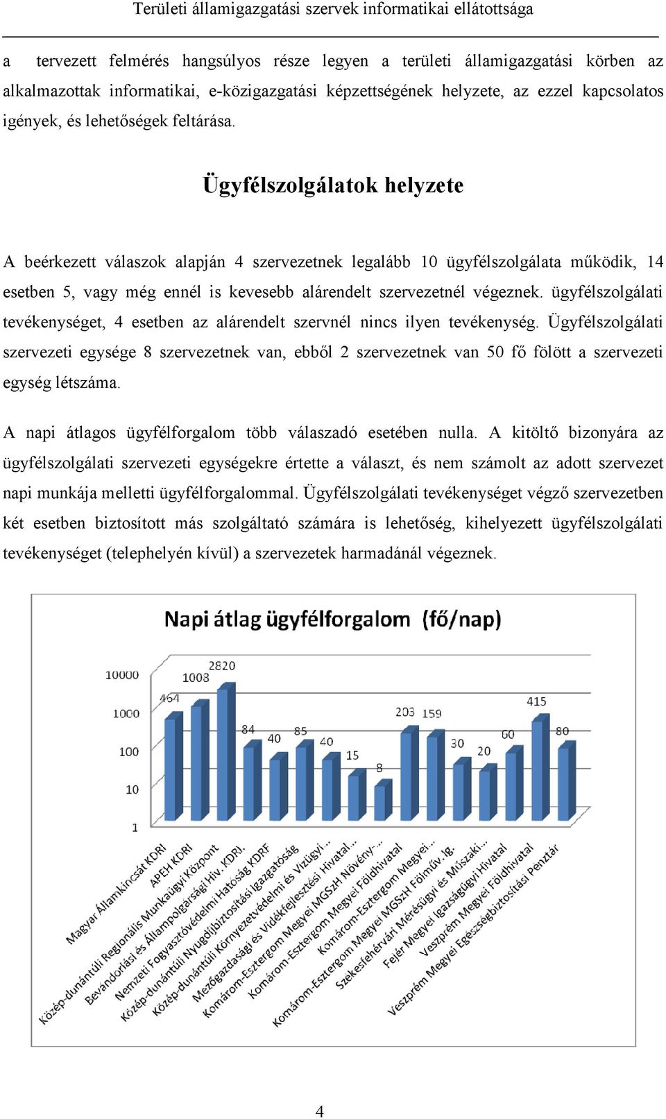 ügyfélszolgálati tevékenységet, 4 esetben az alárendelt szervnél nincs ilyen tevékenység.