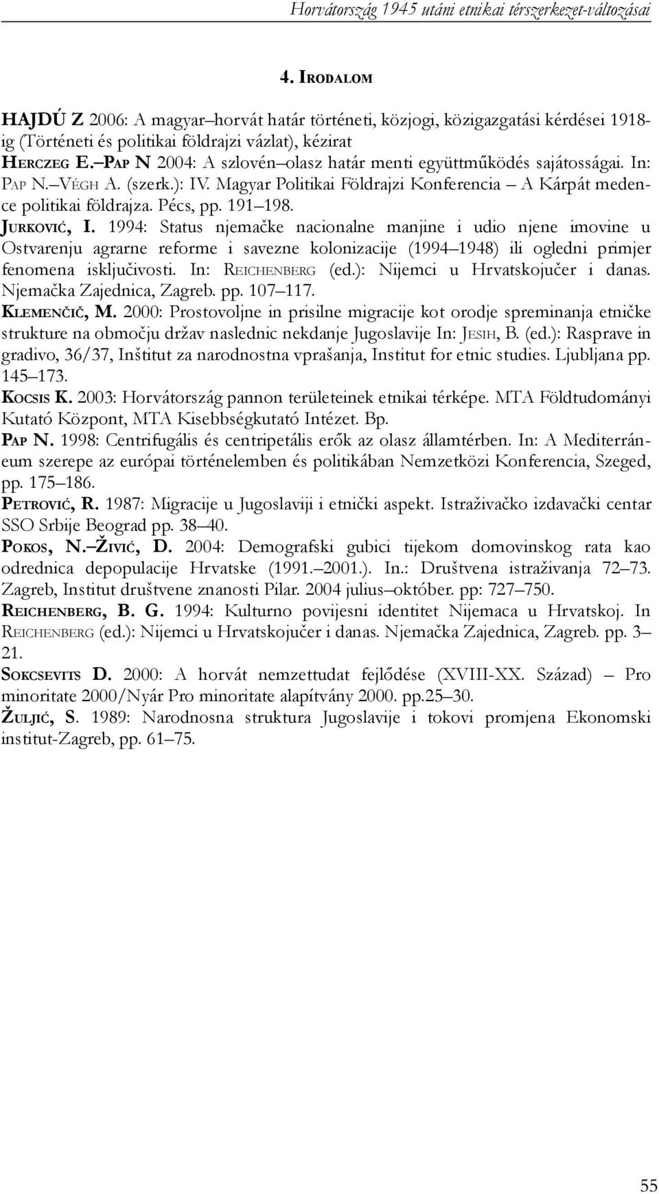 PAP N 2004: A szlovén olasz határ menti együttműködés sajátosságai. In: PAP N. VÉGH A. (szerk.): IV. Magyar Politikai Földrajzi Konferencia A Kárpát medence politikai földrajza. Pécs, pp. 191 198.