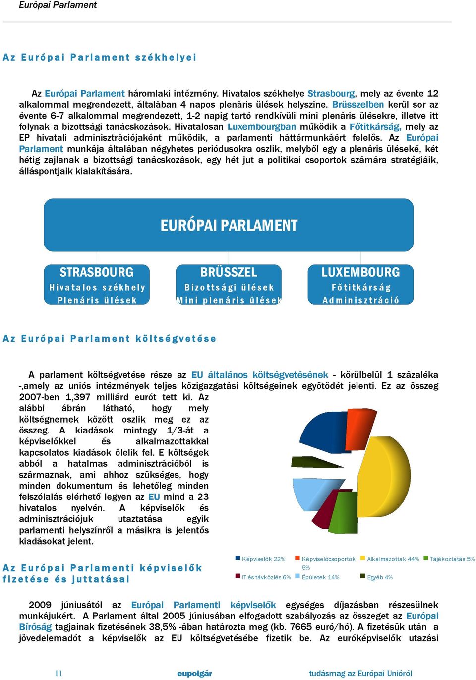 Hivatalosan Luxembourgban működik a Főtitkárság, mely az EP hivatali adminisztrációjaként működik, a parlamenti háttérmunkáért felelős.