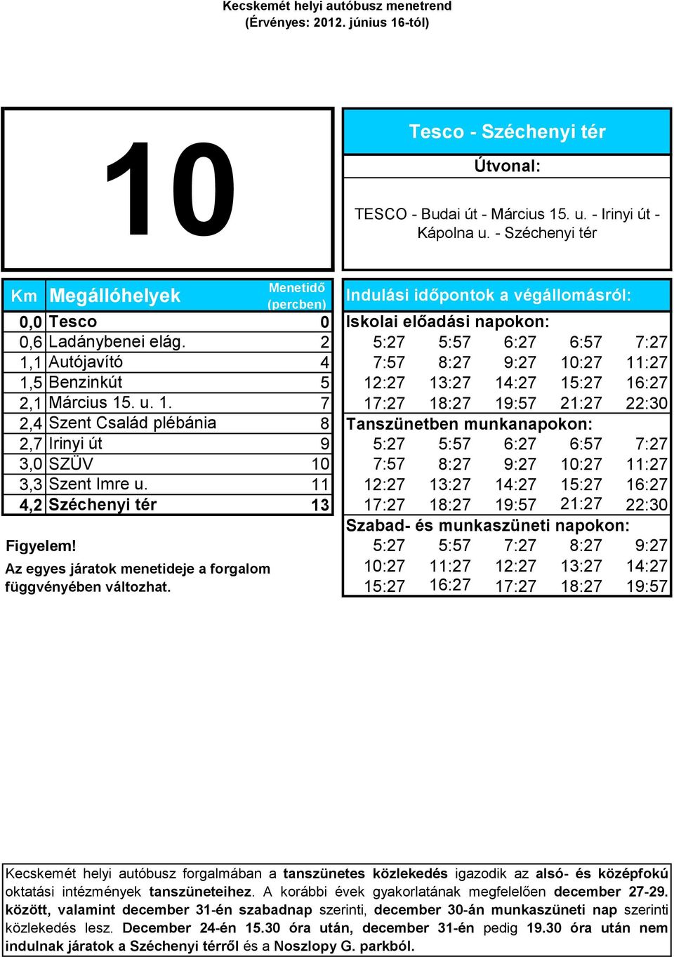 1 Autójavító 4 7:57 8:27 9:27 10