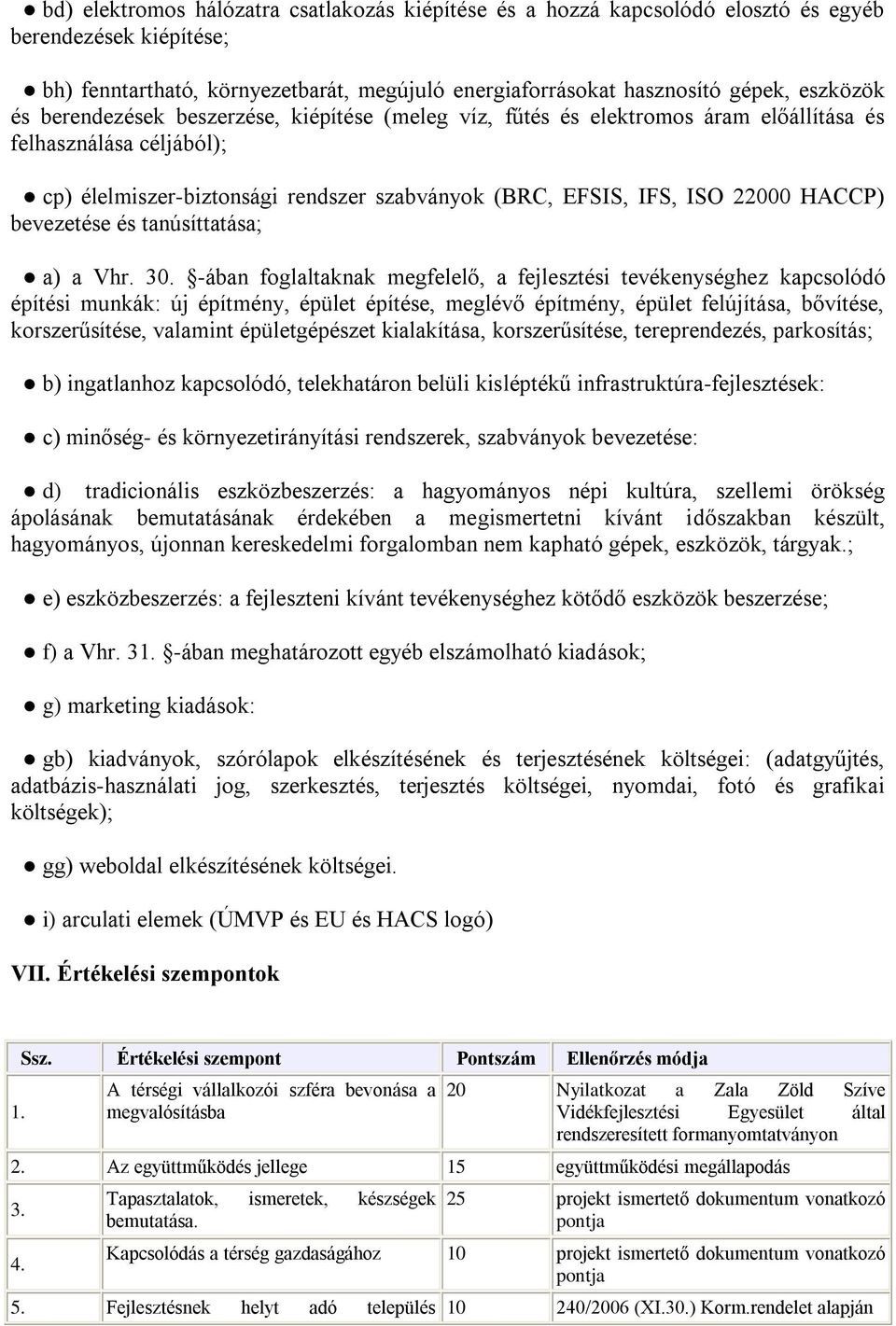 bevezetése és tanúsíttatása; a) a Vhr. 30.