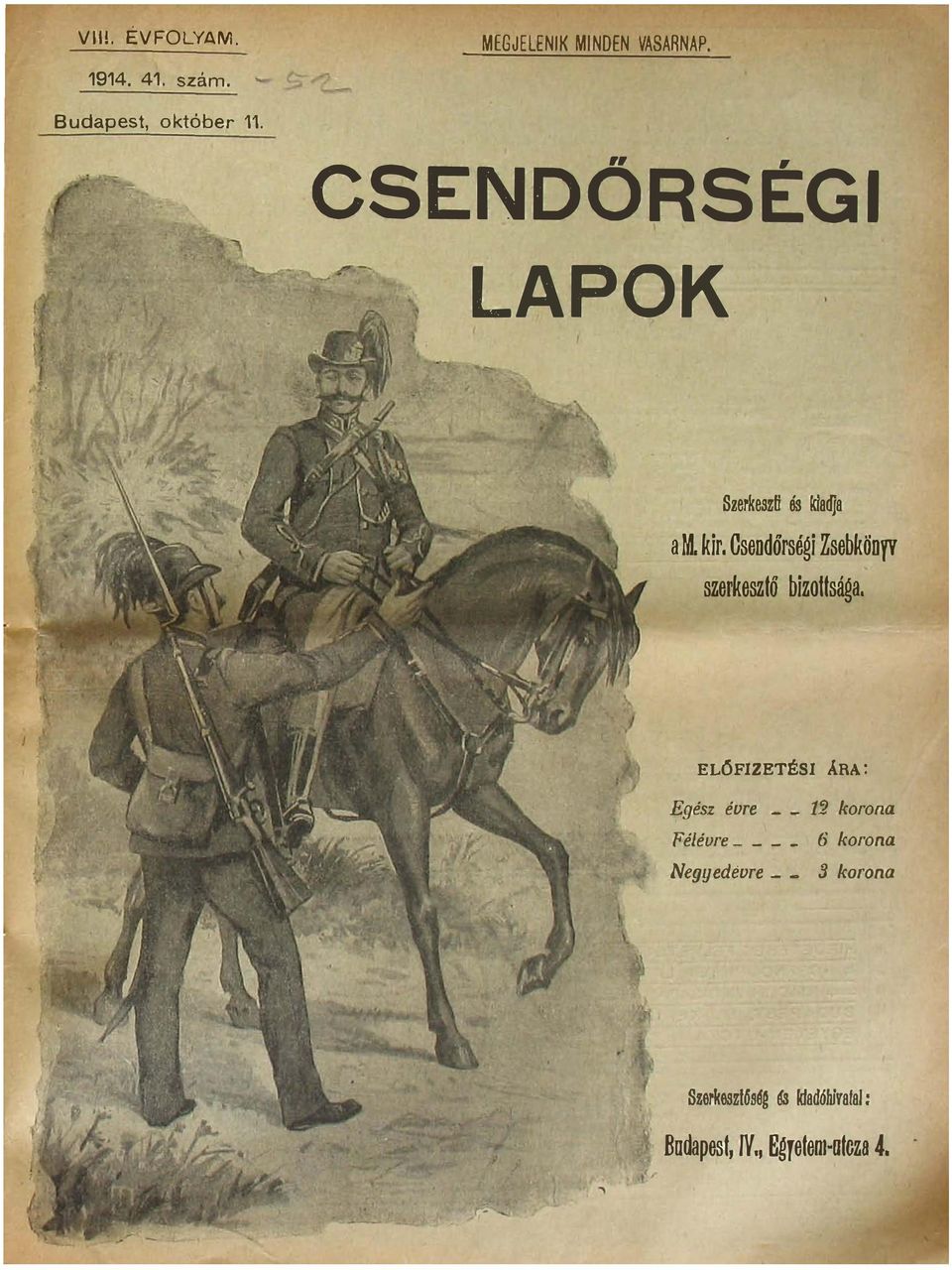 Zböyv zrző bzág j I J ELŐFIZETÉSI ÁRA: E g éz évr