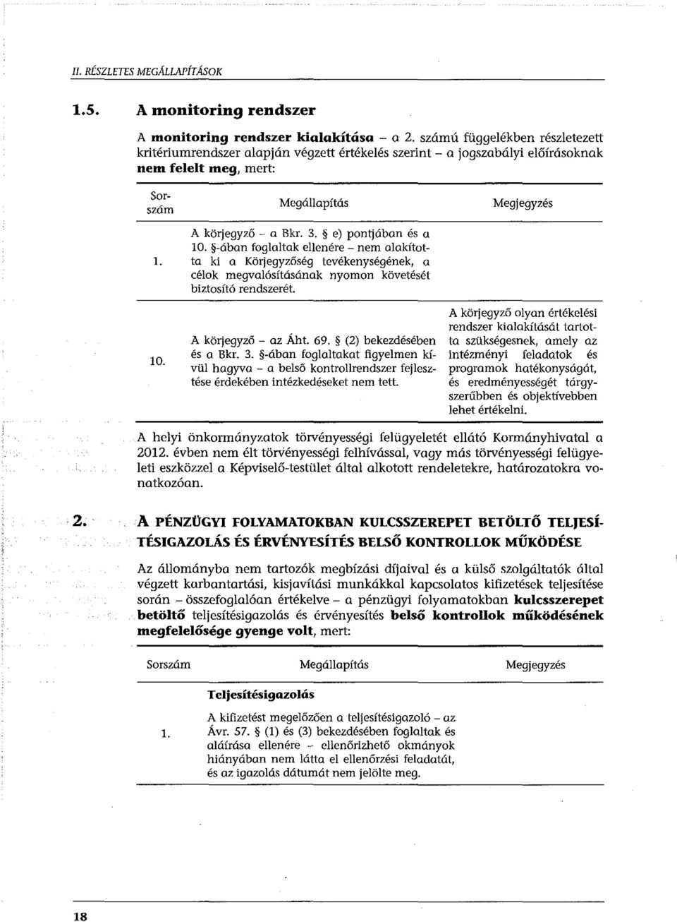 e) pontjában és a 10. -ában foglaltak ellenére- nem alakítot- L ta ki a Körjegyzőség tevékenységének, a célok megvalósításának nyomon követését biztosító rendszerét. 10. A körjegyző - az Áht. 69.