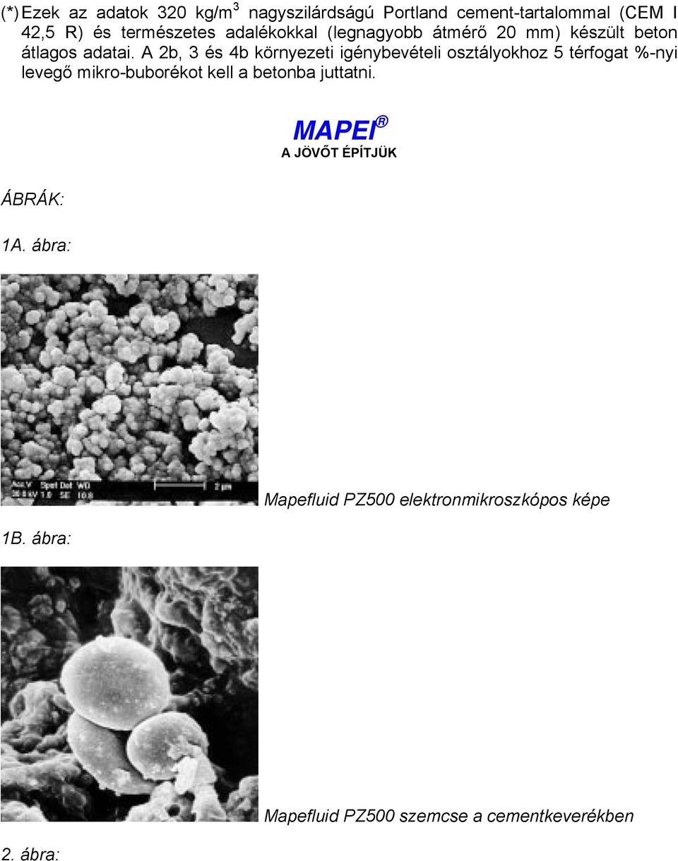 A 2b, 3 és 4b környezeti igénybevételi osztályokhoz 5 térfogat %-nyi levegő mikro-buborékot kell a betonba