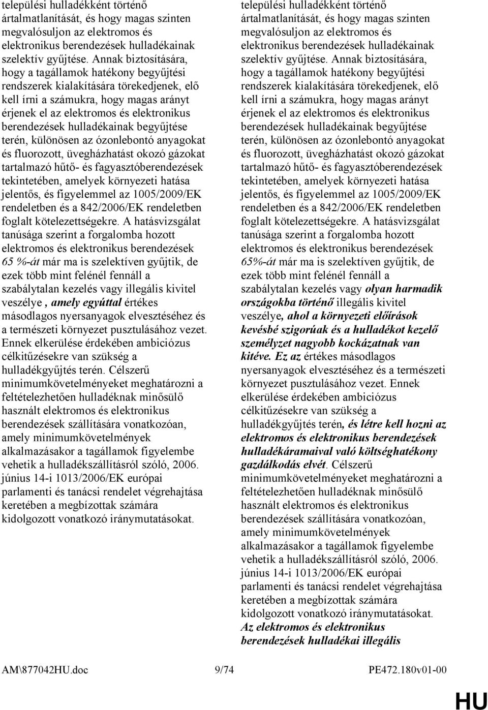 hulladékainak begyűjtése terén, különösen az ózonlebontó anyagokat és fluorozott, üvegházhatást okozó gázokat tartalmazó hűtő- és fagyasztóberendezések tekintetében, amelyek környezeti hatása