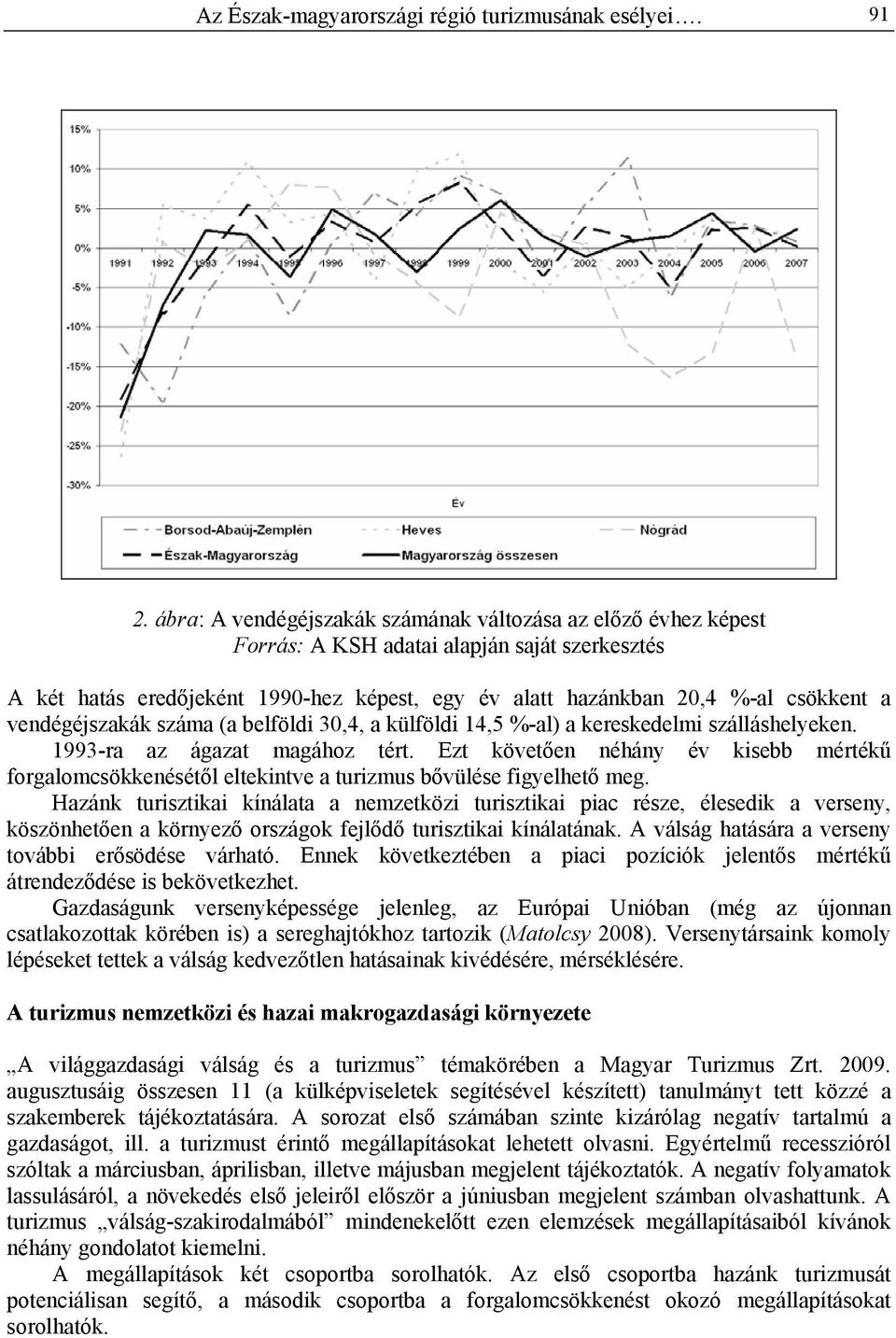 vendégéjszakák száma (a belföldi 30,4, a külföldi 14,5 %-al) a kereskedelmi szálláshelyeken. 1993-ra az ágazat magához tért.