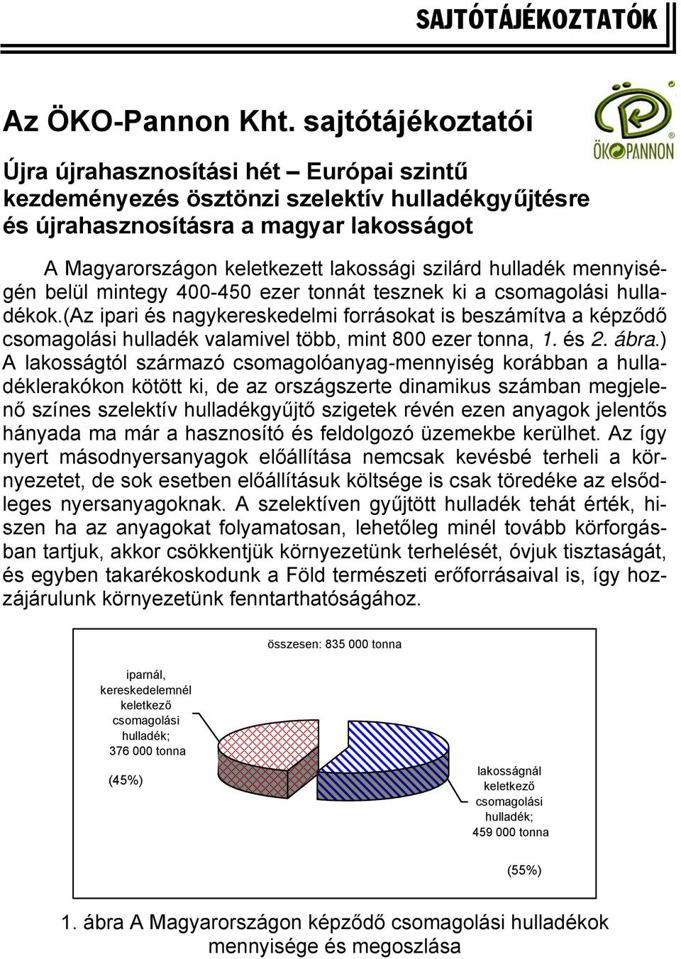 hulladék mennyiségén belül mintegy 400-450 ezer tonnát tesznek ki a csomagolási hulladékok.