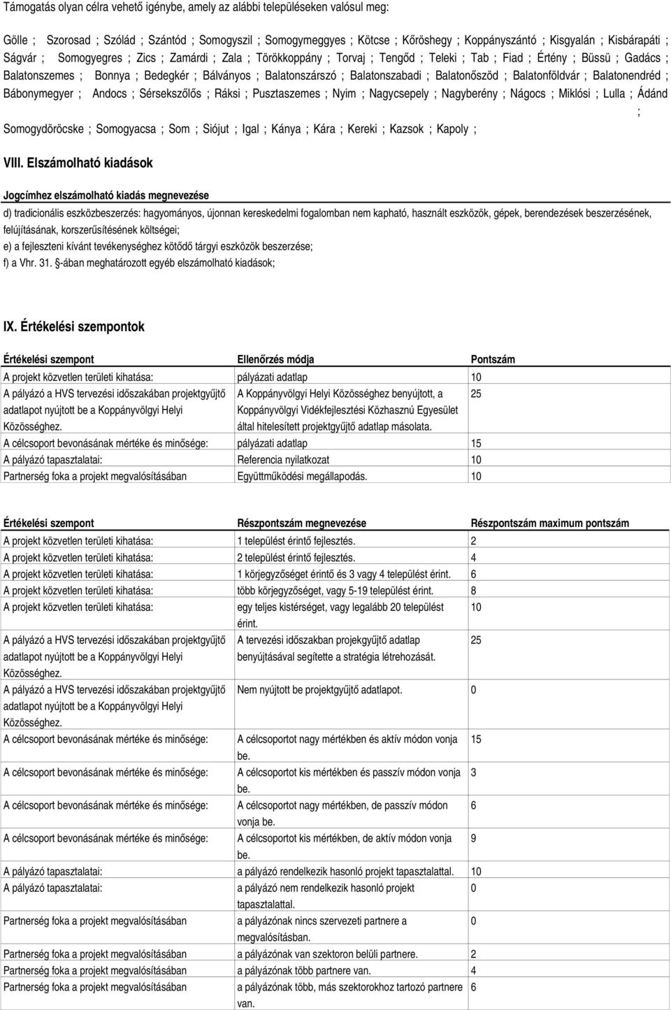 Balatonszárszó ; Balatonszabadi ; Balatonőszöd ; Balatonföldvár ; Balatonendréd ; Bábonymegyer ; Andocs ; Sérsekszőlős ; Ráksi ; Pusztaszemes ; Nyim ; Nagycsepely ; Nagyberény ; Nágocs ; Miklósi ;