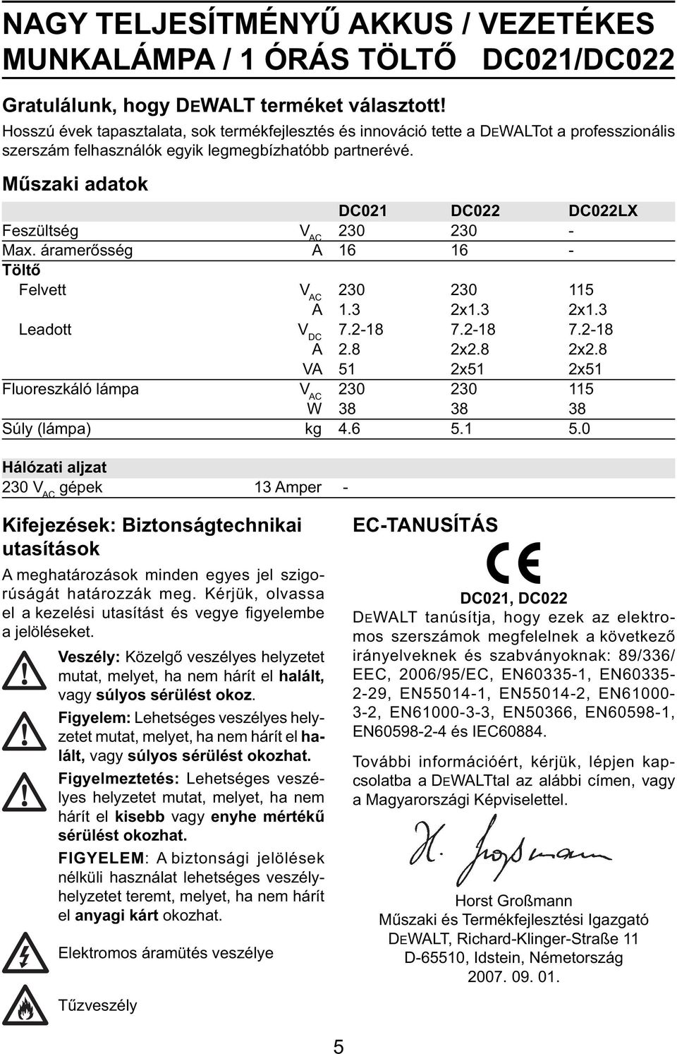 Műszaki adatok DC021 DC022 DC022LX Feszültség V AC 230 230 - Max. áramerősség A 16 16 - Töltő Felvett V AC 230 230 115 A 1.3 2x1.3 2x1.3 Leadott V DC 7.2-18 7.2-18 7.2-18 A 2.8 2x2.