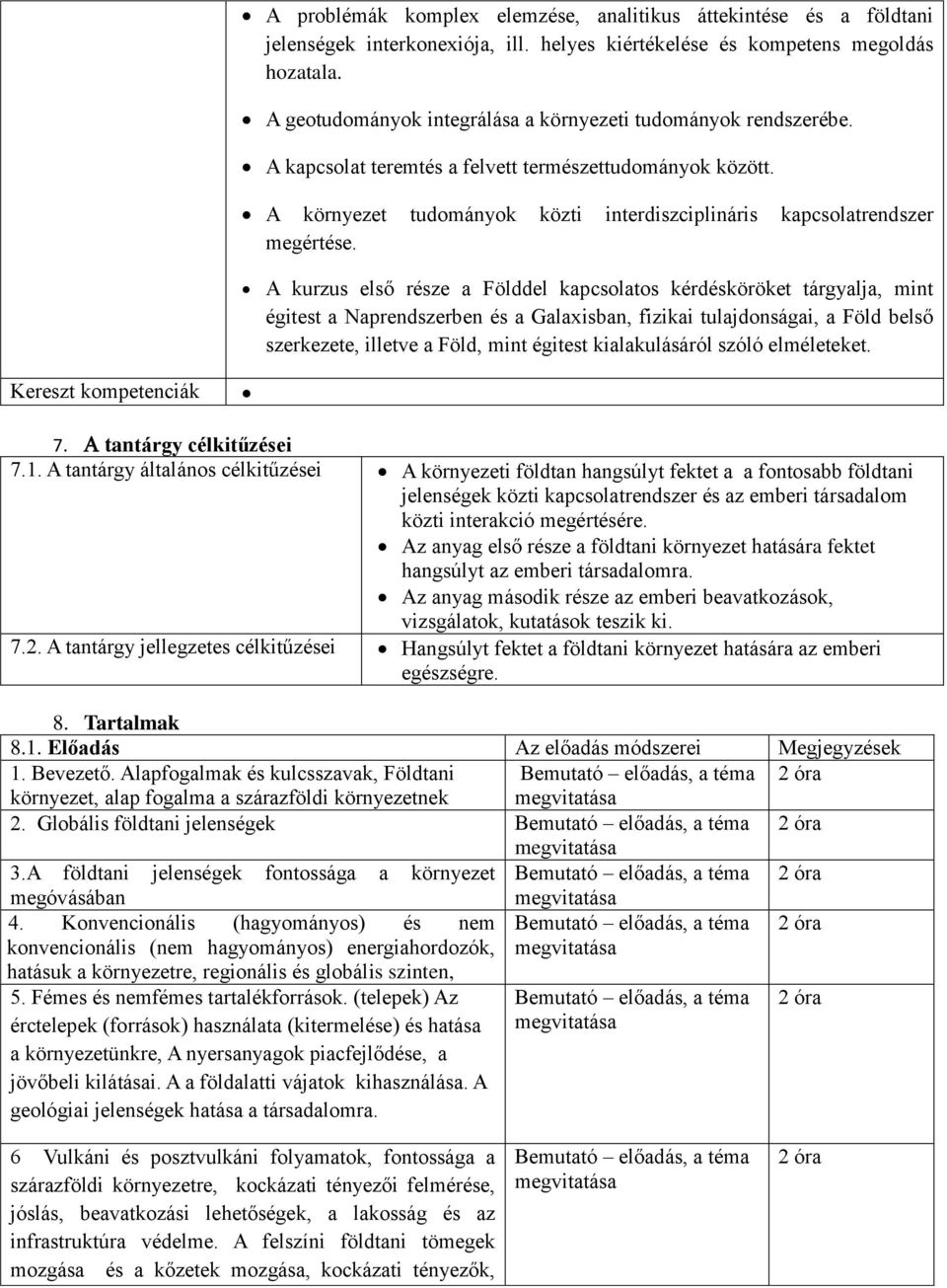 A környezet tudományok közti interdiszciplináris kapcsolatrendszer megértése.