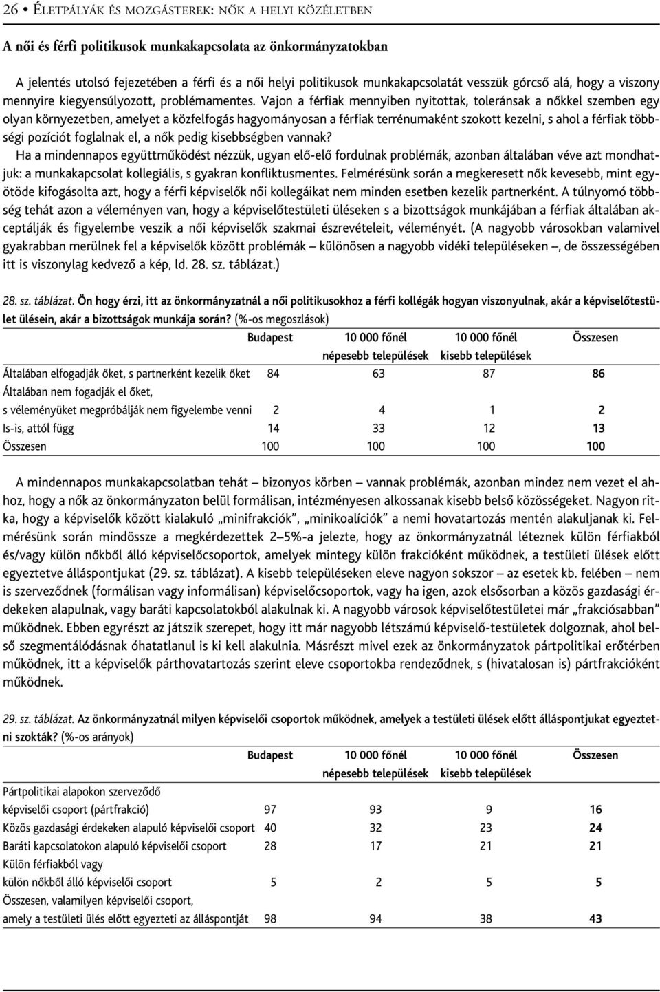 Vajon a férfiak mennyiben nyitottak, toleránsak a nôkkel szemben egy olyan környezetben, amelyet a közfelfogás hagyományosan a férfiak terrénumaként szokott kezelni, s ahol a férfiak többségi