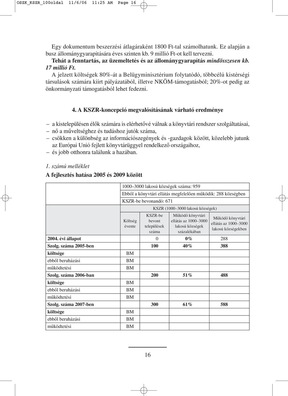 A jelzett költségek 80%-át a Belügyminisztérium folytatódó, többcélú kistérségi társulások számára kiírt pályázatából, illetve NKÖM-támogatásból; 20%-ot pedig az önkormányzati támogatásból lehet