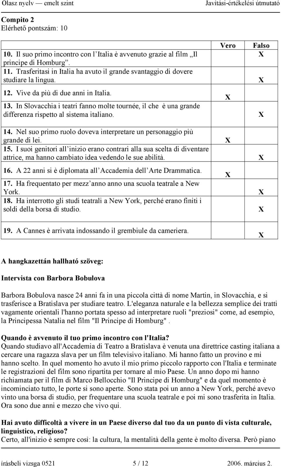 In Slovacchia i teatri fanno molte tournée, il che è una grande differenza rispetto al sistema italiano. 14. Nel suo primo ruolo doveva interpretare un personaggio più grande di lei. 15.