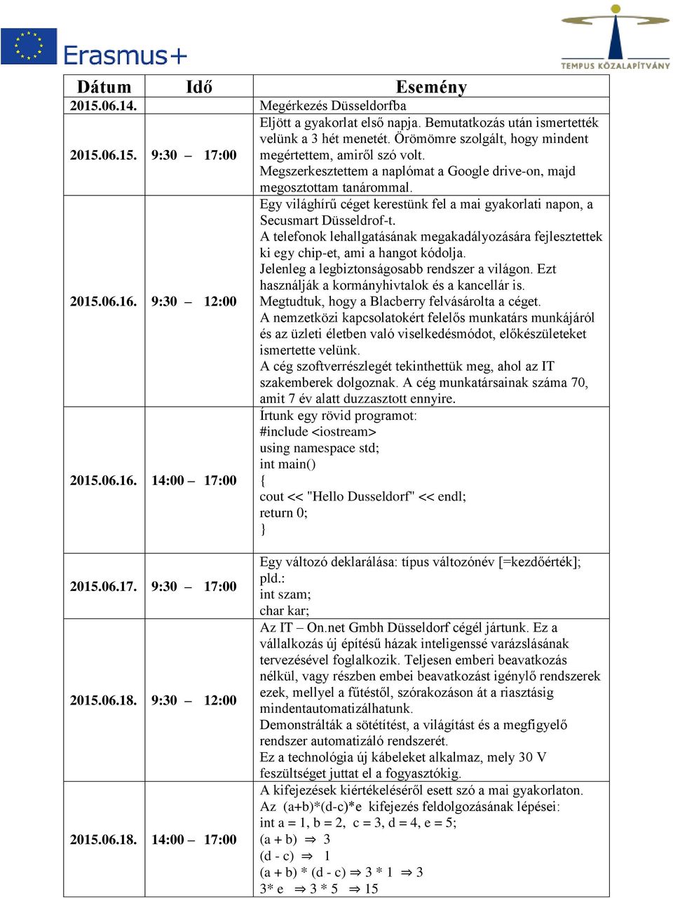 9:30 12:00 Egy világhírű céget kerestünk fel a mai gyakorlati napon, a Secusmart Düsseldrof-t. A telefonok lehallgatásának megakadályozására fejlesztettek ki egy chip-et, ami a hangot kódolja.