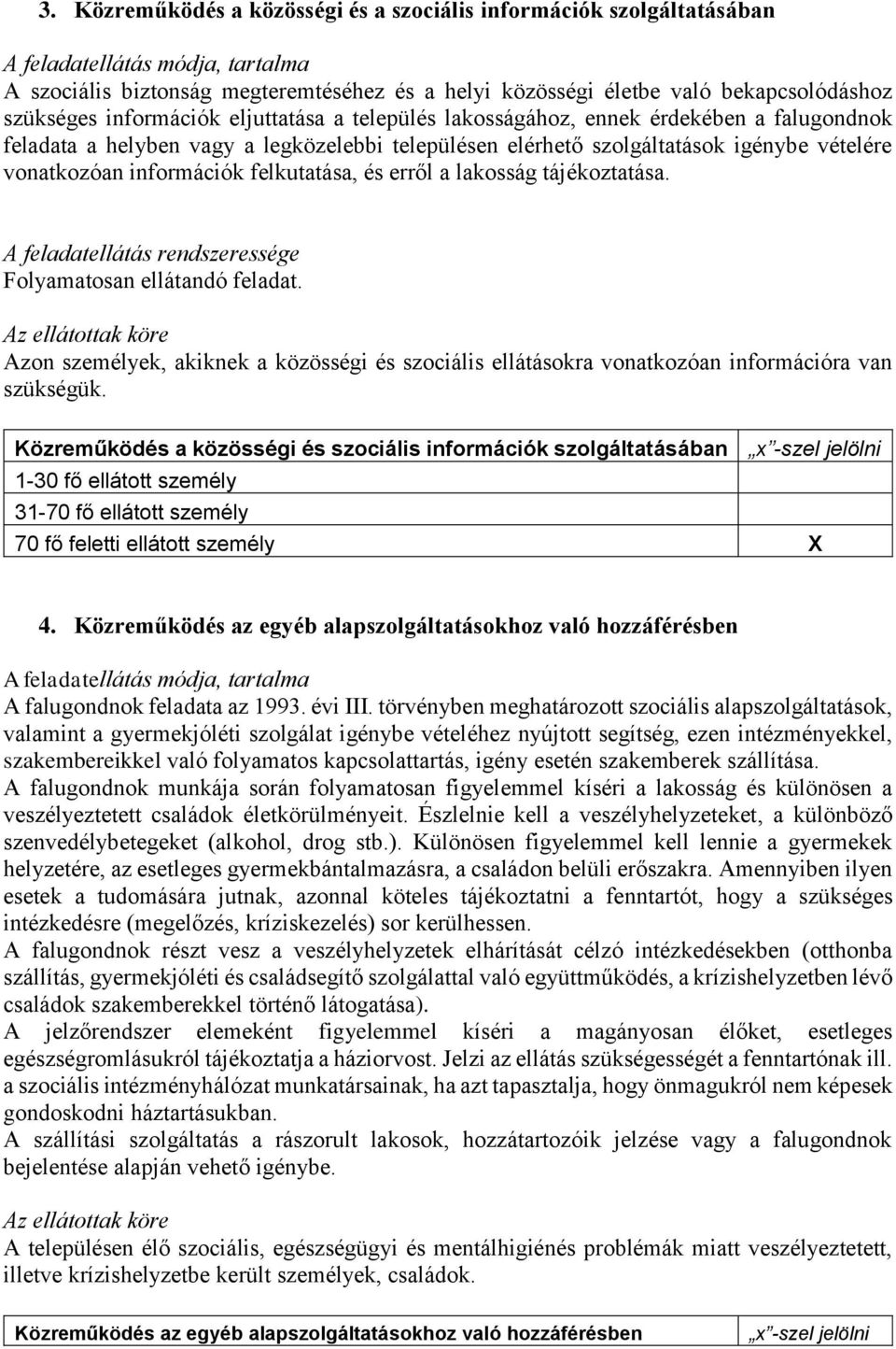 információk felkutatása, és erről a lakosság tájékoztatása. A feladatellátás rendszeressége Folyamatosan ellátandó feladat.