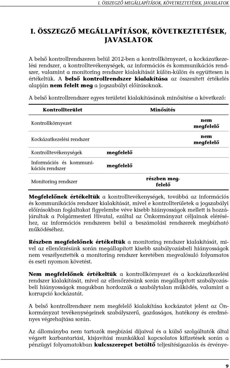 kommunikációs rendszer, valamint a monitoring rendszer kialakítását külön-külön és együttesen is értékeltük.